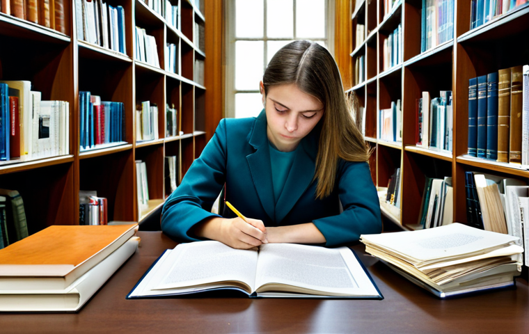 정책분석사 자격증 시험 후기 - **
"A focused student, fully clothed, studying public policy documents at a table in the Bibliothèq...