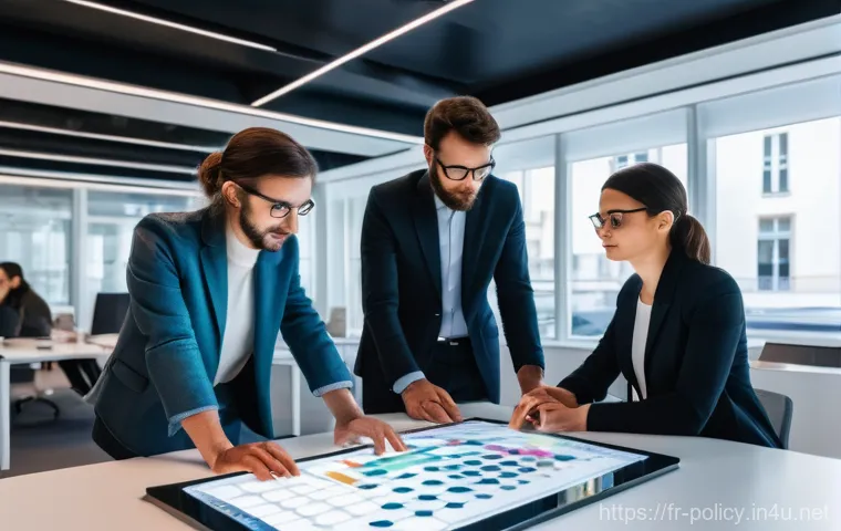 정책분석사와 데이터 중심 의사결정 사례 - **Smart City in Action: Parisian Life Intersected by Data**
    A wide-angle, slightly elevated shot...