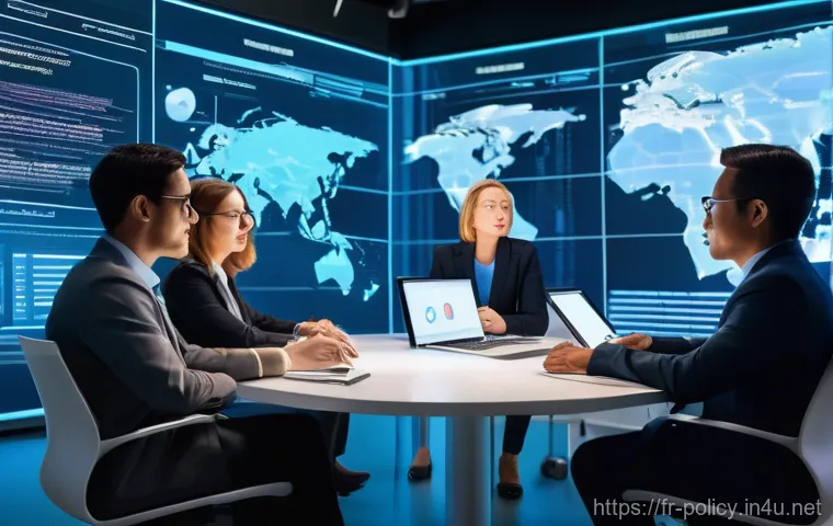 정책분석사와 변화 관리의 도전 과제 - **Prompt:** A diverse group of political analysts and change management experts, including men and w...