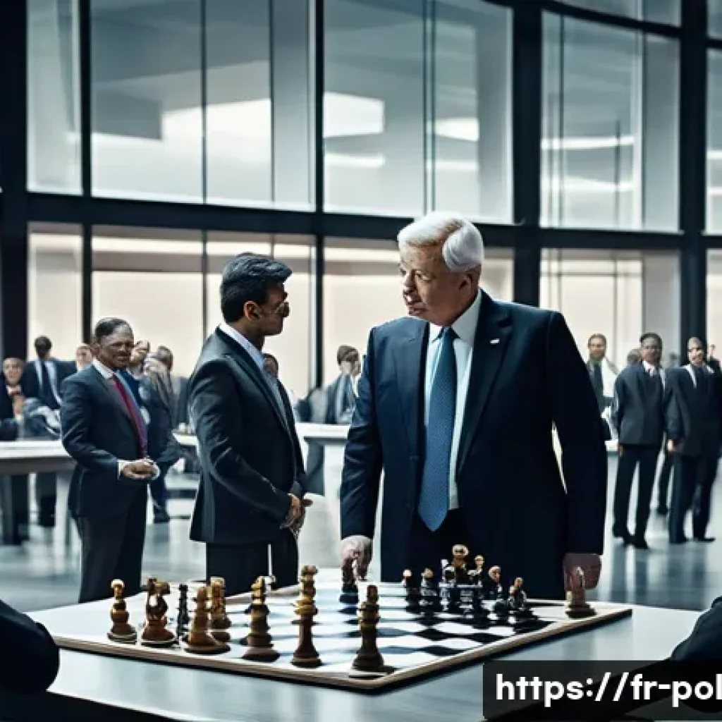 정책분석사와 커뮤니케이션 능력 - **Prompt:** A dynamic, strategic scene depicting the intricate "chess game" of political influence. ...