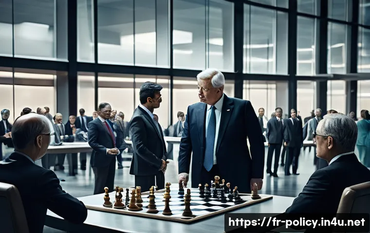 정책분석사와 커뮤니케이션 능력 - **Prompt:** A dynamic, strategic scene depicting the intricate "chess game" of political influence. ...