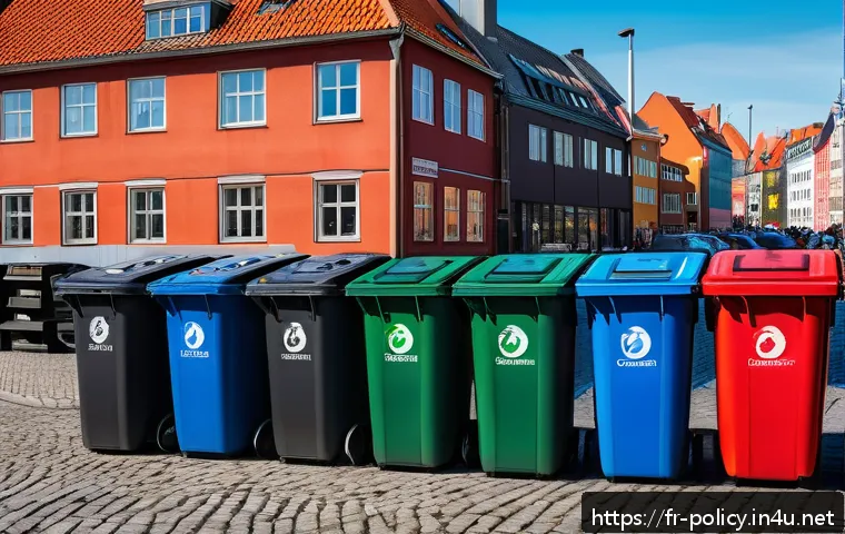 정책분석사와 정책 사례와 성공 요인 분석 - A detailed urban scene illustrating Copenhagen’s innovative circular economy waste management