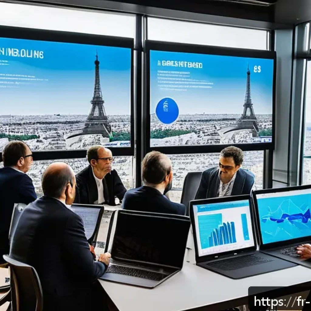 정책분석사와 연구와 정책의 연계 사례 - A detailed scene of a modern urban policymaking workshop in Paris, featuring diverse French politica...