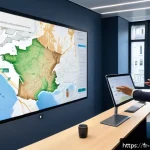 정책분석사와 공공 데이터 분석의 활용 사례 - A modern French city hall office where a diverse group of political analysts and local government of...
