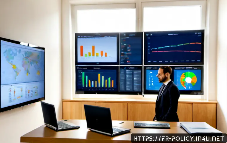 Home 17 정책분석사가 활용하는 데이터 분석 툴 - Photorealistic policy analyst in a bright modern French public-sector office, examining an interacti...